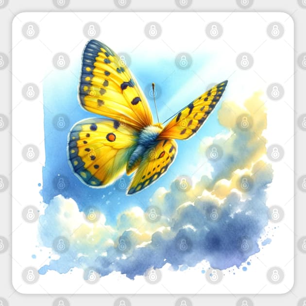 Clouded Yellow - Watercolor Butterfly Sticker by Aquarelle Impressions